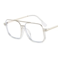 Transparent aviator frame blue light blocking glasses with gold double bridge details - Transparent Frame
