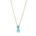 Titanium steel necklace with 18K gold plating and light blue zircon birthstone pendant - December Sea Blue
