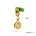 Golden heart-shaped stainless steel earring with blue rhinestones and floral charm pendant - Multicolor Rhinestone L Shape Hollow Flower Plaque (YTE2411008-9)