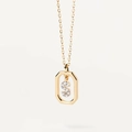 Elegant gold-finished letter S pendant with zircon micro-pave in an octagonal frame - Letter S