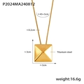 Chic 18k gold plated titanium steel necklace with 3D square geometric pendant - Gold