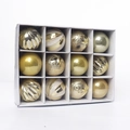 Set di 12 palline di Natale dorate con diverse texture opache e lucide in scatola - Set da 12/6cm / Oro