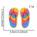 Graffiti flip-flop embroidered patch with tropical beach patterns and dimensions - Hawaiian Patch 25# (Flip Flops)