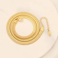 Chic golden stainless steel flat snake bone necklace with lobster clasp and extension chain - 2.5mm Gold