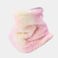 Close-up of pink and orange tie-dye faux fur neck gaiter with soft fluffy texture - Pink Yellow Gradient Neck Warmer (2# Scarf)