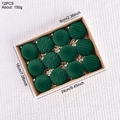 Set di 12 palline di Natale floccate verdi in una confezione regalo in carta kraft - 6cm-12 Pezzi / Verde Scuro