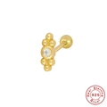 Golden S925 sterling silver earring featuring a centered zircon and gold bead flower - Style 5 / Gold