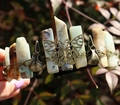 Vintage bronze headband with natural crystals, decorative butterflies and skull accents - Butterfly Raven Skull Style / Amazonite/Antique Bronze Wire