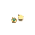 Golden five-petal flower charm with green zircon inlay for DIY jewelry making - 7mm / Flower Gold Green