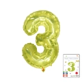 32-inch gold number 3 foil balloon with metallic finish and original card packaging - 40-inch Jelly Yellow 3-piece Set With Paper Card