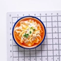 Miniatur-Kühlschrankmagnet mit chinesischer Wontonsuppe, detailgetreu, 4,5 cm Durchmesser - Schweinefleischeintopf mit Glasnudeln