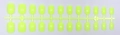 Detail of neon yellow short square round glossy press-on nails in 24-piece pack set - Neon Green (DFYL-17)