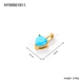 Hemelblauwe hart zirkoon hanger met gouden basis en afmetingen van 1,25cm x 0,71cm - Hemelsblauw (HY00001B11)