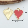 Golden heart-shaped charm with red enamel finish, measuring 1.6cm by 1.3cm in size - Red Heart【1.3CM×1.6CM】