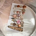 Detailed set of 8 aesthetic hair clips with pearls, resin hearts, and geometric shapes - Heart Hair Clip 8-piece Set