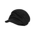 Gorra de repartidor plisada negra retro para mujer en ante suave de estilo vintage - Negro