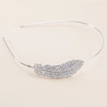 Serre-tête fin argenté orné d'un motif plume latéral serti de strass brillants - Plume Argent