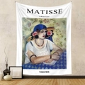 Detail of bohemian wall tapestry featuring a Matisse inspired art portrait on a textured wall - Gt517-8