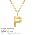 Gold-finished stainless steel necklace with a textured letter P pendant - Letter P / 10mm Pendant / Gold