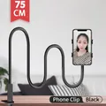 75cm black flexible gooseneck phone holder with spiral clamp for desktop and bedside - Spiral Phone Model / Black