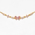 Pink zircon butterfly charm bracelet with gold chain and floral accents for women - Style 8 Gold