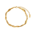 18K gold plated stainless steel double braided snake chain anklet with lobster clasp - Gold