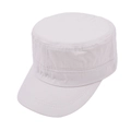 Detail view of khaki cadet cap showing reinforced stitching and flat top structure - White