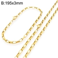 Minimalist golden stainless steel rectangle box chain link bracelet with lobster clasp - Box Chain (Lobster Clasp) / 3mm Necklace (45cm/18inch) / Gold