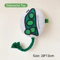 Green edamame squeaky dog toy with durable cotton rope and tassel for dental cleaning - Cotton Rope-Pea