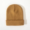 Effen gembergele gebreide muts van warme geribbelde wol voor herfst en winter - Eén maat / Khaki