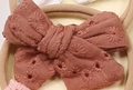 Brown soft nylon baby headband with a cotton embroidered bow detail for infants - Caramel Embroidered (MB2975)
