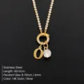 14K gold plated stainless steel tennis necklace with letter O and CZ charms - Letter O