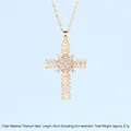 Titanium steel cross necklace with sparkling white zircons in gold finish 45cm - Cross No.54 Gold (A1331)