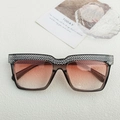 Luxe oversized grey sunglasses with rhinestone trim and pink gradient lenses - Transparent Gray