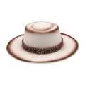 Classic wide brim wool bolero hat with studded leather band and vintage metal emblem - One Size(56-58cm) / White (Metal Gear)