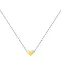 Minimalist S925 silver heart necklace featuring a polished golden pendant on a silver chain - Silver Chain With Gold Heart Pendant (Chain Length 40+5CM)