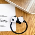 Cute panda cartoon hair tie with high elastic black band and acetate resin panda charm - Sleepy Panda Scrunchie