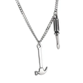 Silver metal necklace with mini hammer and screwdriver tool pendants for men - Hammer & Screwdriver Combo (KN226467-Z) / Steel