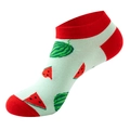 Women's light green low-cut socks with cartoon watermelon pattern and red accents - One Size(37-44) / Light Green Watermelon