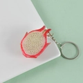 Mini-Drachenfrucht-Schlüsselanhänger aus PVC mit rosa Schale und Fruchtfleisch - Drachenfrucht - Schlüsselanhänger