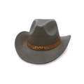 Classic grey felt cowboy hat with a brown geometric patterned band and western crown - One Size / Grey (Gold Hexagon Band)