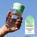 Portable 400ML transparent green plastic sports water bottle with tea infuser filter - 400ml / Transparent Green