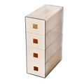 Transparenter Schmuck-Organizer mit 4 beigen Schubladen für Ohrringe und Halsketten - 4-lagige Schubladenbox / Milchgelb
