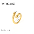 18K vergoldeter Wickelring aus Edelstahl im minimalistischen, offenen Design - Gold Wickelnder Offener Stil (YYR023169)