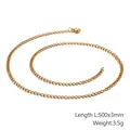 Minimalist 3mm golden stainless steel curb chain necklace for men and women 500mm length - 45cm / 3mm / Gold