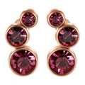 Boucles d'oreilles 16G en acier or rose avec trois cristaux roses dégradés - 16G-6mm-Oreille Gauche / Base Or Rose - Zircon Rose