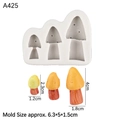 Moule en silicone blanc pour décors de gâteaux en forme de champignon à trois fentes - Style 4 Trois Champignons à Tête Ronde / Gris