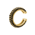 Minimalist 18K gold plated ear cuff with micro-pave black cubic zirconia stones - Gold Black Zirconia 1PC