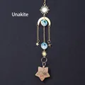 Bohemian celestial sun and moon hanging prism with natural unakite star crystal - Green Stone Five-pointed Star Wind Chime