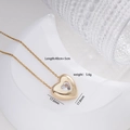 Golden heart pendant necklace with clear crystal zircon and 40+5cm adjustable chain - Gold Heart